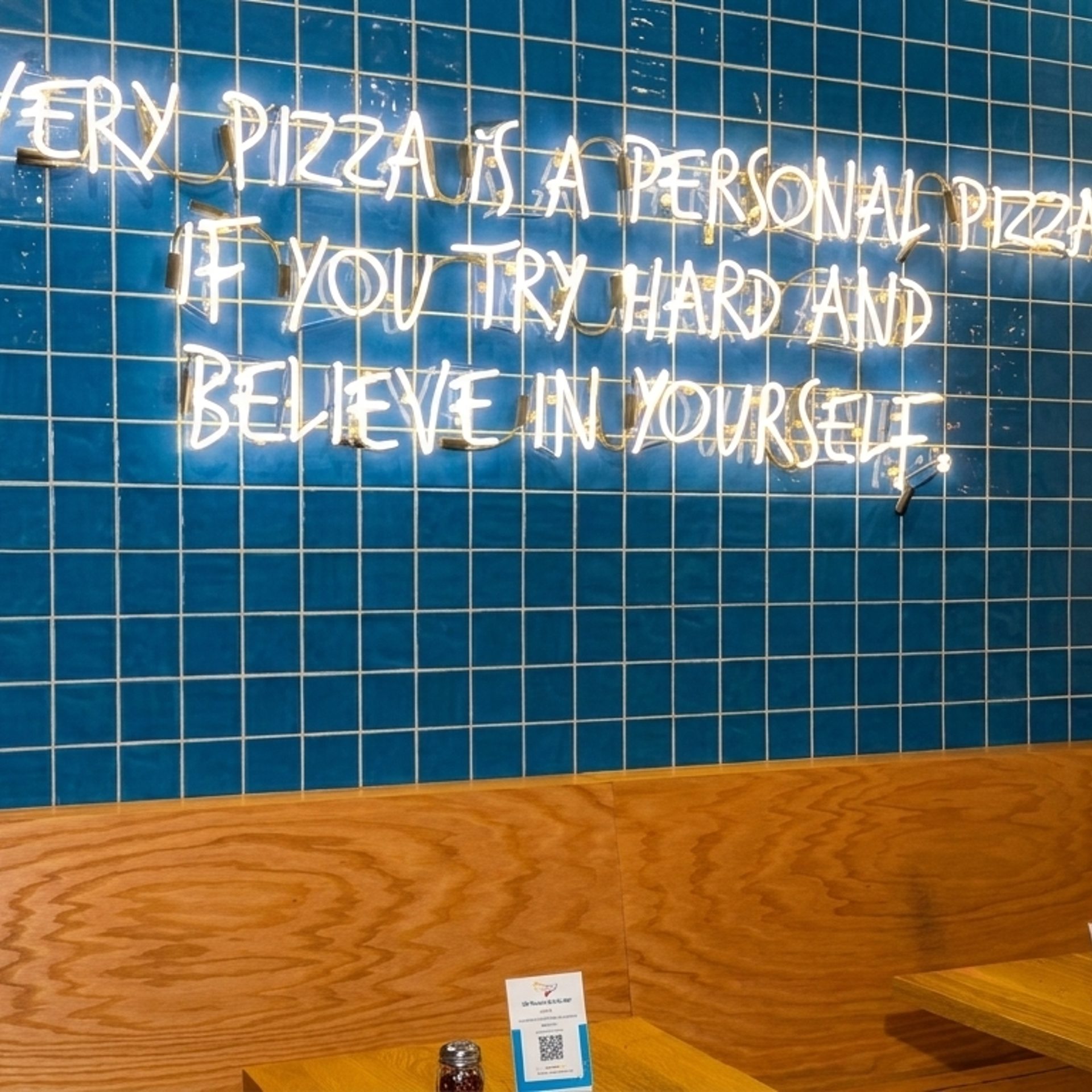 Blue Tile, Neon Signs, Checkered Floors